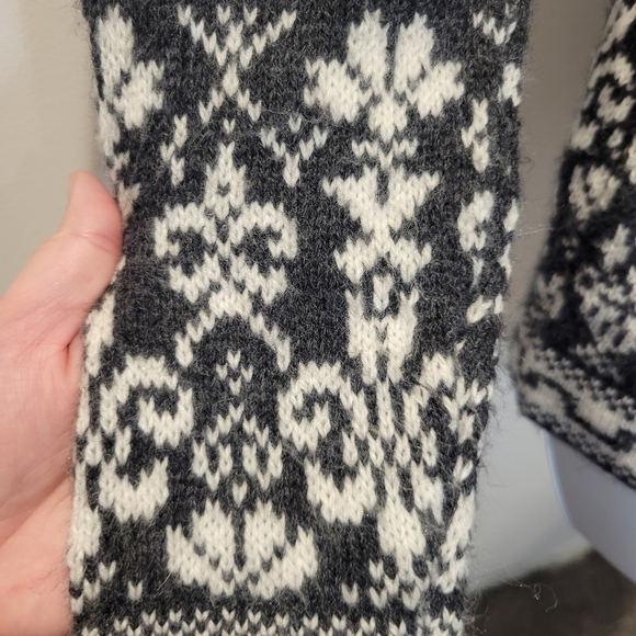 Signature Imports Size M 100% Alpaca Grey/white Fair Isle Print Cardigan - Picture 3 of 5